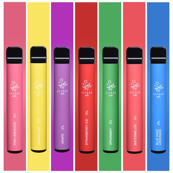 Elf Bar disposable vapes in different colours