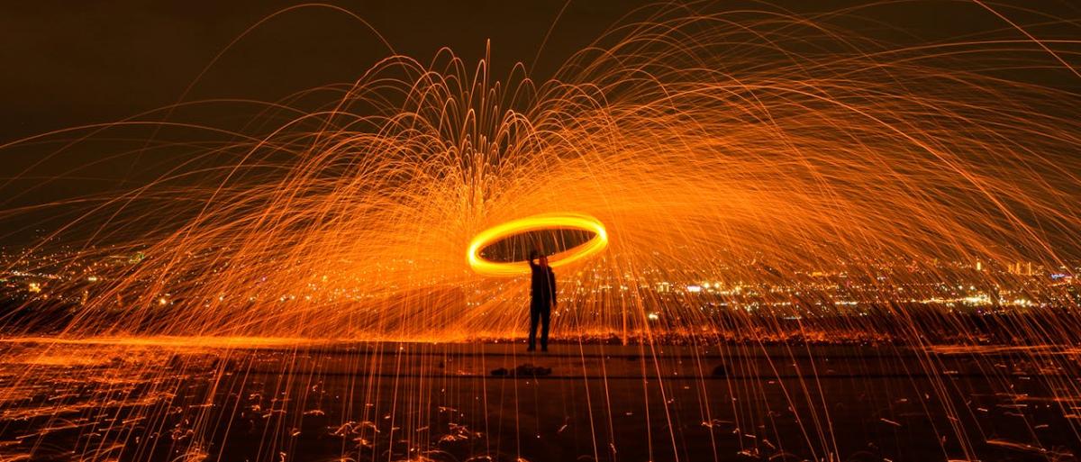 A fire show in circle