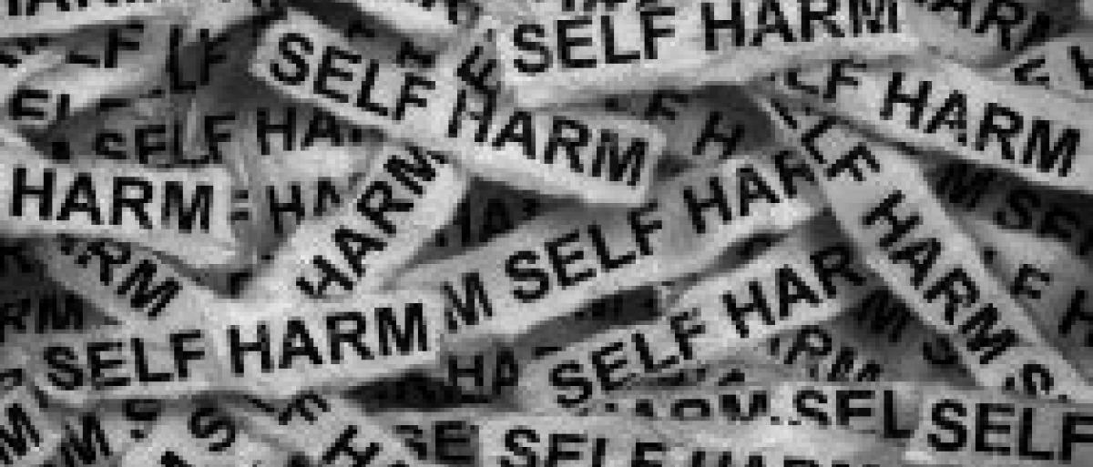 Self harm written in text