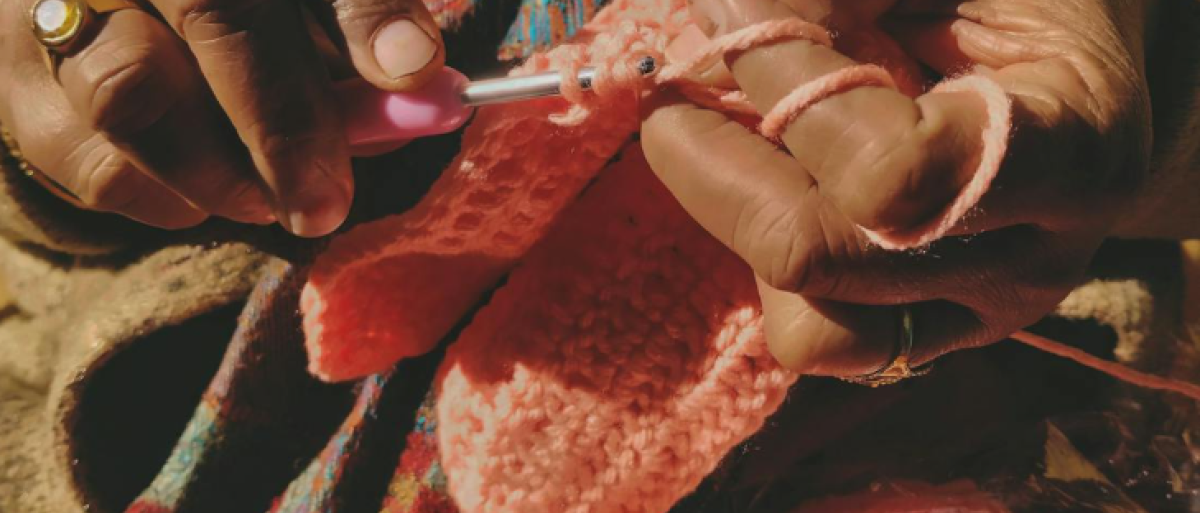 Someone crocheting
