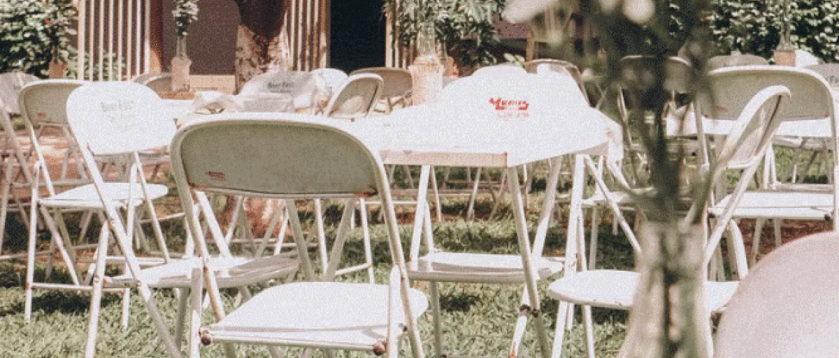 Chairs and tables outdoor in the garden