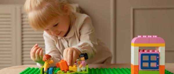 A child playing lego