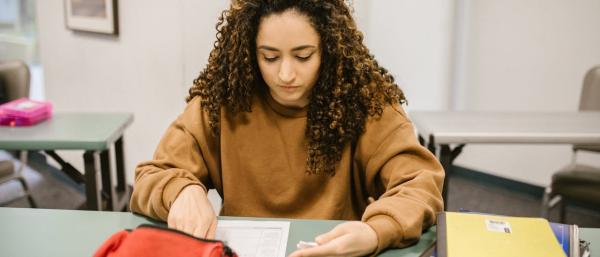 A girl writing exam