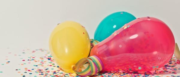 Balloons and confetti