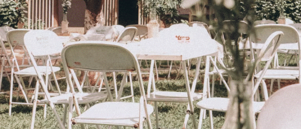Chairs and tables outdoor in the garden