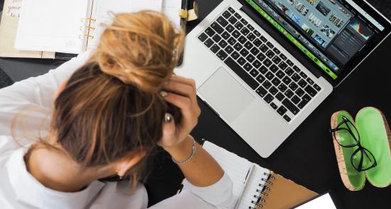 woman working on her laptop