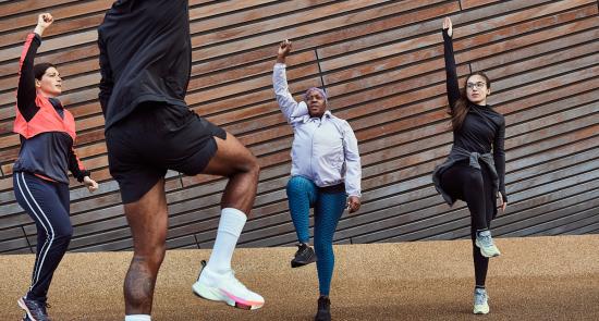 A group of people exercising